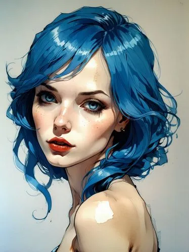 blue painting,blue hair,bluejay,watercolor blue,holly blue,cobalt blue,girl portrait,blue heart,blue rose,jasmine blue,cobalt,cyan,blue background,myosotis,bluebottle,blue petals,artist color,transistor,blue enchantress,digital painting,Illustration,Children,Children 04