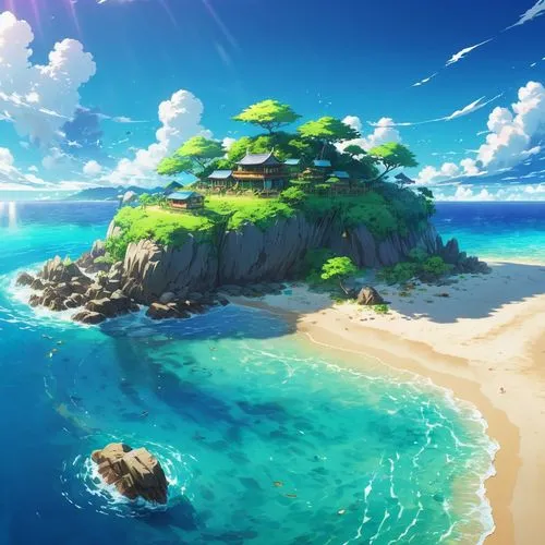 island,mushroom island,dream beach,island suspended,an island far away landscape,islet,the island,beach scenery,islands,delight island,floating island,beach landscape,sea-shore,mountain beach,safe island,flying island,isle,summer background,green island,kei islands,Illustration,Japanese style,Japanese Style 03