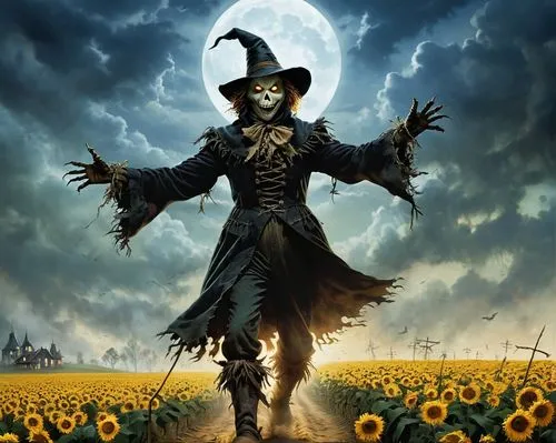 scarecrow,scarecrows,dance of death,halloween poster,days of the dead,pilgrim,danse macabre,helloween,haloween,cd cover,straw man,scare crow,the order of the fields,halloween and horror,halloween background,skeleltt,scythe,grimm reaper,rudbeckia,guy fawkes,Conceptual Art,Fantasy,Fantasy 29