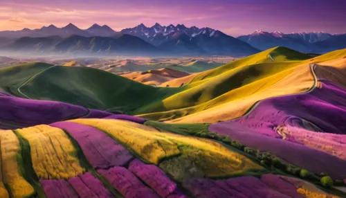 purple landscape,lavender fields,the valley of flowers,lavender field,mountainous landscape,mountainous landforms,monsoon banner,lavenders,mountain landscape,rice terraces,mountain valleys,rice terrace,the landscape of the mountains,landscape background,rice fields,mountain valley,badlands,wall,mountain world,fantasy landscape