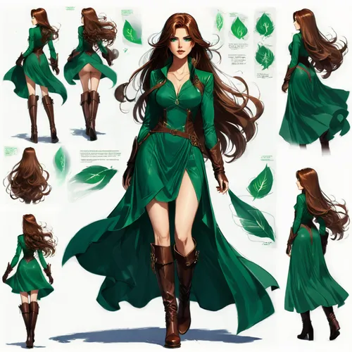 dryad,elven,celtic queen,the enchantress,merida,background ivy,elven flower,ivy,emerald,sorceress,green dress,druid,rosa 'the fairy,jade,anahata,vanessa (butterfly),poison ivy,elven forest,rowan,forest clover,Unique,Design,Character Design