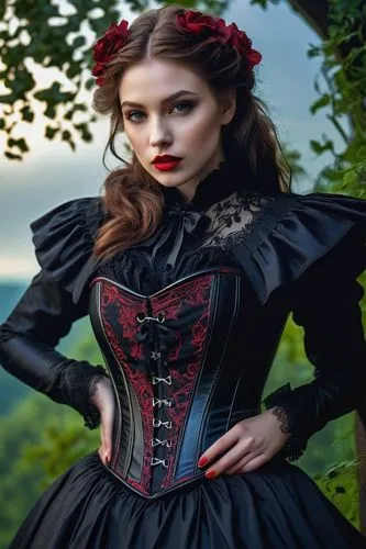 gothic fashion,victorian lady,gothic dress,corset,bodice,gothic woman,gothic portrait,transylvania,victorian style,steampunk,vampire woman,tudor,folk costume,country dress,queen of hearts,victorian fashion,bavarian swabia,vampire lady,celtic queen,fairy tale character,Photography,Artistic Photography,Artistic Photography 06