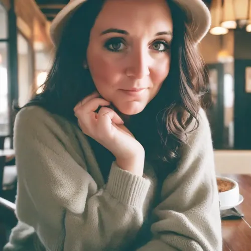 woman at cafe,cardigan,beret,brown hat,adorable,beanie,georgia,leather hat,cute,irish,brunches,girl wearing hat,coffee shop,cappuccino,silphie,south african,sweater,blogger icon,women at cafe,hat retr