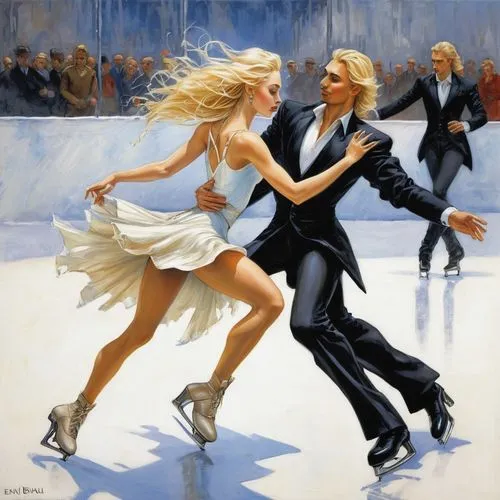 ice dancing,figure skate,figure skater,ice skate,figure skating,ice skating,ice skates,ice rink,synchronized skating,dancers,latin dance,dancesport,ballroom dance,salsa dance,skating rink,skaters,dancing couple,woman free skating,square dance,artistic roller skating,Illustration,Realistic Fantasy,Realistic Fantasy 06