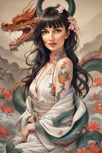 oriental princess,geisha girl,oriental painting,cheongsam,oriental girl,viveros,Photography,Realistic