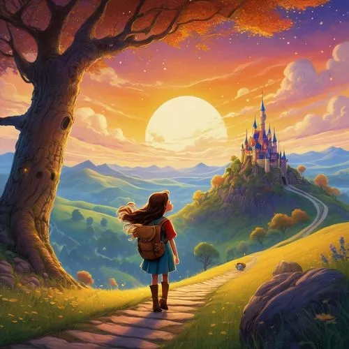 magical adventure,fairy tale,children's background,fantasy picture,cartoon video game background,sylvania,a fairy tale,eilonwy,arrietty,rapunzel,wonderlands,fantasy world,dream world,storybook,landscape background,fantasia,dreamlands,fantasy landscape,world digital painting,background image,Illustration,Realistic Fantasy,Realistic Fantasy 04