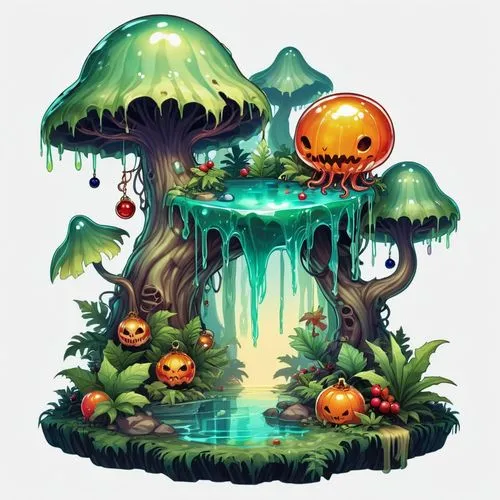 halloween background,halloween illustration,mushroom landscape,halloween border,halloween icons,pumpkin autumn,Illustration,Abstract Fantasy,Abstract Fantasy 11