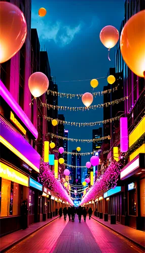 colored lights,colorful city,vivid sydney,shopping street,colorful light,broadmead,reeperbahn,street lights,streetlights,streetlamps,briggate,carnaby,lightwaves,colorful balloons,street lamps,lights,citylights,potsdamer platz,luminarias,drottninggatan,Conceptual Art,Sci-Fi,Sci-Fi 26