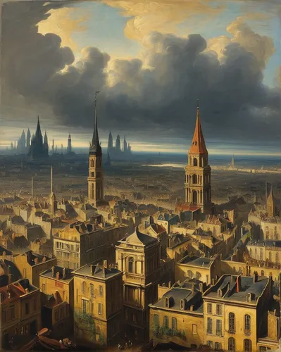 Imagine a futuristic cityscape with the prominent feature of 'Blokit'.,city of münster,leipzig,dresden,delft,muenster,kunsthistorisches museum,braunschweig,new-ulm,bamberg,mannheim,metz,modena,bremen,