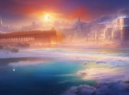 fantasy landscape,icewind,dreamfall,ancient city,neverwinter,fantasy picture,futuristic landscape,gondolin,coldharbour,ice landscape,fantasy city,sundering,alfheim,winter landscape,ice planet,trine,wi