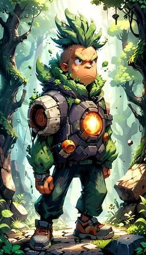 fuel-bowser,forest man,scandia gnome,oak,game illustration,bastion,adventurer,forest king lion,orc,farmer in the woods,background ivy,petrol-bowser,frog background,frog man,skylander giants,ogre,dwarf,druid grove,mandraki,goblin,Anime,Anime,Cartoon