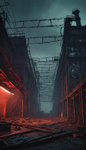 cosmodrome,industrial ruin,industrial landscape,undermountain,mining facility,undercity,dishonored,industrial hall,cryengine,industrial,empty factory,dockyard,ship yard,steel mill,precipitator,hawken,steelyard,wastelands,northrail,arktika,Illustration,Abstract Fantasy,Abstract Fantasy 05