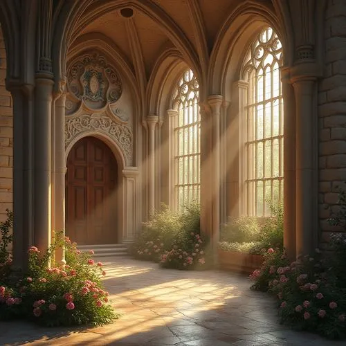 doorways,cloistered,windows wallpaper,sunrays,the threshold of the house,archways,sanctuary,morning light,sunbeams,hall of the fallen,alcove,god rays,sun rays,light rays,conservatory,dandelion hall,cloister,sunburst background,fantasy landscape,sunray,Photography,General,Realistic