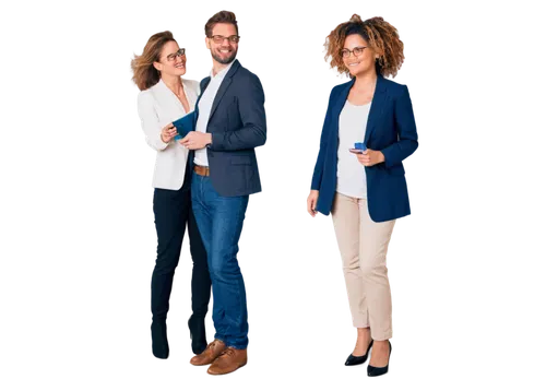 Two women, one man, collaborating, standing, whiteboard, markers, laptops, notebooks, casual wear, jeans, blazers, glasses, smiling, serious facial expressions, messy hair, minimal makeup, natural lig