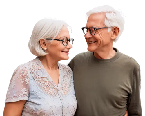 Old couple, romantic, nostalgic, affectionate, wrinkled faces, white hair, glasses, gentle smiles, holding hands, tenderly embracing, soft focus, warm lighting, shallow depth of field, 3/4 composition