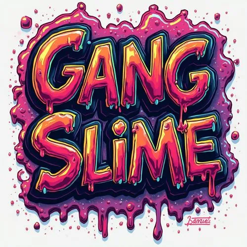 Gang Gang Slime’ in a dynamic, spray-painted font with neon slime. Add gangster-inspired elements and urban textures to create a trendy streetwear design.”
,a tyclist type graffiti piece that reads ga