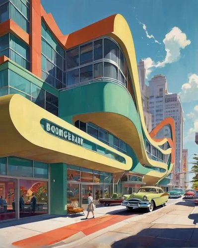 retro diner,autopia,jetsons,cybertown,microdistrict,moc chau hill,cinerama,futuristic architecture,skyways,superblocks,cybercity,riverdale,car dealership,sunnyvale,urbanspoon,hypermodern,superhighways,honolulu,supercenters,sedensky,Illustration,Retro,Retro 12