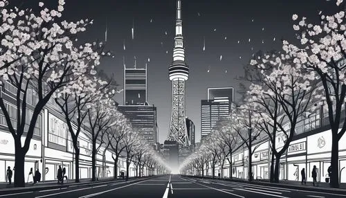 japanese sakura background,sakura background,sakura trees,sky tree,city scape,sakura tree,tokyo city,tokyo,tanabata,hanami,toronto,tokyo sky tree,tokyo ¡¡,takato cherry blossoms,sakura blossom,cityscapes,tokio,cityscape,ichigaya,cherry blossom tree-lined avenue,Illustration,Black and White,Black and White 04