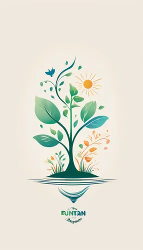 Write a heartwarming story about a tiny seedling that begins to sprout in a magical garden.,growth icon,flourishing tree,spring leaf background,flower illustrative,background vector,ecological sustain