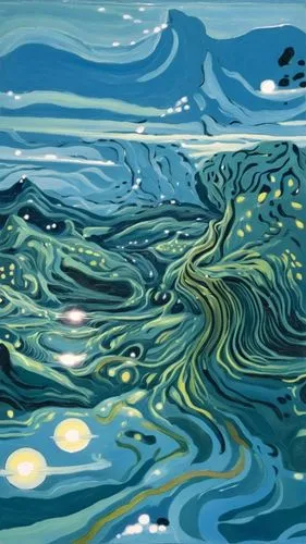 water waves,phytoplankton,ocean waves,whirlpool,whirlpools,starry night,Art,Artistic Painting,Artistic Painting 50