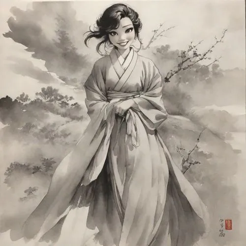 xiaofei,yuanpei,diaochan,geisha,yangmei,qianfei,Digital Art,Ink Drawing