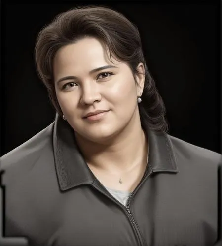 a woman with an earring standing in front of a black background,kafeel,salonga,delima,netrebko,magalona,saima,Common,Common,Natural