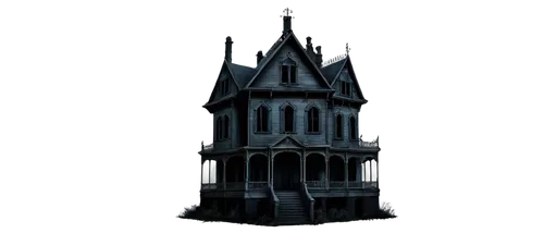 haunted castle,the haunted house,haunted cathedral,ghost castle,haunted house,witch house,turreted,witch's house,clocktower,ravenloft,orthanc,victorian house,turrets,gothic church,castle of the corvin,darktown,magic castle,neogothic,3d render,creepy house,Illustration,Black and White,Black and White 19