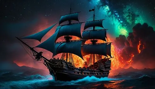 fireships,maelstrom,sea sailing ship,fantasy picture,fireship,sailing ship,galleon,caravel,pirate ship,sail ship,ghost ship,whaleship,sea fantasy,spelljammer,ironsides,sailing ships,commandeer,fantasy art,aurora australis,privateering,Photography,General,Fantasy