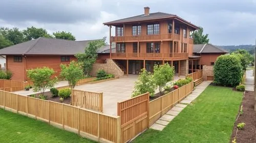 the house with all the trimmings and fence in it,winkworth,timber house,wooden decking,garden elevation,house purchase,wooden house,Photography,General,Realistic