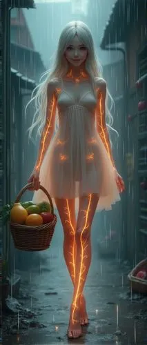 vidalia,ghost girl,llorona,girl walking away,vestal,sci fiction illustration