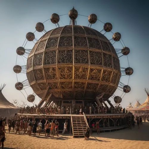 burning man,the globe,musical dome,parookaville,globe,round hut,spherical,epcot ball,panopticon,heliosphere,yard globe,planetarium,airship,dodecahedron,solar cell base,spirit ball,airships,globe flower,planet eart,hub,Photography,General,Fantasy