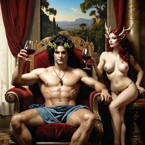 actaeon,herakles,antinous,bacchus,dionysos,zagreus,Illustration,Realistic Fantasy,Realistic Fantasy 10