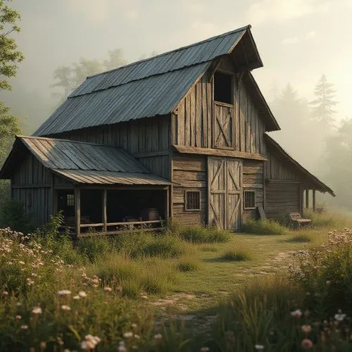 farmstead,barn,barnhouse,homestead,cryengine,old barn,field barn,rustic aesthetic,rustic,appalachia,croft,wooden house,barns,meadow,red barn,watermill,homesteader,farm house,farmhouse,wooden hut,Photography,General,Realistic