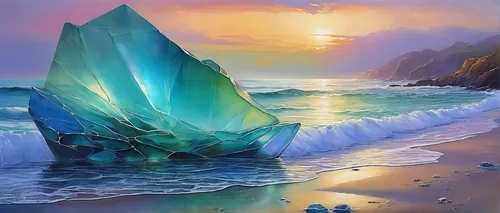 ice landscape,coastal landscape,icebergs,sea landscape,seascape,water glace,beach landscape,glacial melt,crystalline,mountain beach,fantasy landscape,arctic ocean,fantasy art,emerald sea,landscape with sea,oil painting on canvas,iceberg,sea-shore,ice floe,fantasy picture,Conceptual Art,Daily,Daily 32