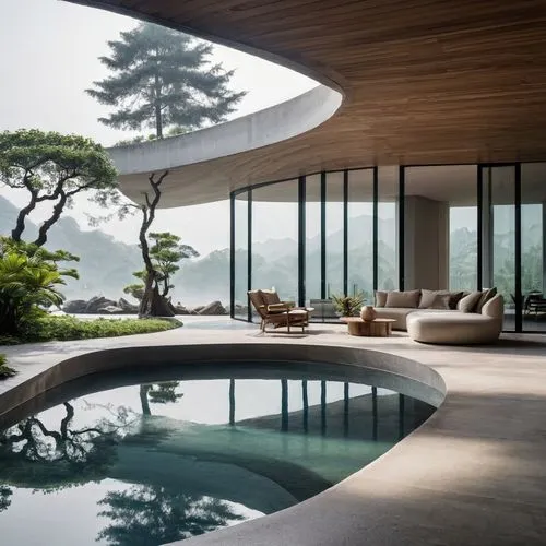 dunes house,pool house,infinity swimming pool,asian architecture,beautiful home,roof landscape,luxury property,house by the water,south korea,summer house,zen garden,japanese architecture,modern house,mid century house,luxury home interior,tropical house,modern architecture,futuristic architecture,japanese zen garden,jeju