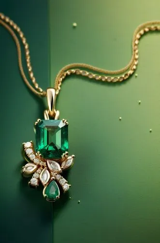 A pendant with emerald , pear , and marques diamond, high quality, high resolution, ultra details,8k,a very pretty and large green stone with flowers,cuban emerald,paraiba,mouawad,emerald,diamond pend