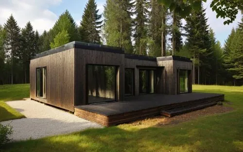 inverted cottage,house in the forest,prefabricated,timber house,forest house,prefab,Photography,General,Realistic