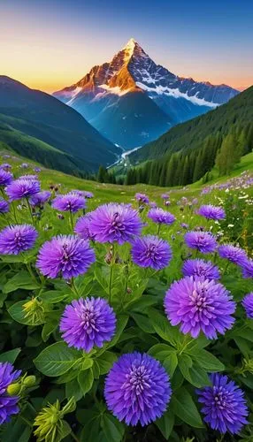 alpine flowers,the valley of flowers,purple chrysanthemum,violet chrysanthemum,splendor of flowers,alpine flower,mount rainier,purple landscape,blue chrysanthemum,alpine meadow,senetti,field of flowers,colorful flowers,flower background,african daisies,flower field,mountain meadow,blanket of flowers,sea of flowers,mt rainier,Photography,General,Realistic