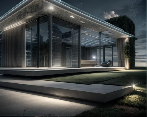 Night Sky,Cinematic Lighting Effect,Fogging,3d rendering,cubic house,modern house,landscape design sydney,luxury home,render,futuristic architecture,luxury property,cube house,dunes house,modern archi