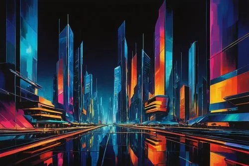 cityscape,futuristic landscape,cybercity,metropolis,colorful city,city highway,hypermodern,city at night,cityzen,polara,fantasy city,cybertown,cyberscene,cyberport,urban,cities,city lights,urbanworld,city skyline,bladerunner,Art,Artistic Painting,Artistic Painting 37