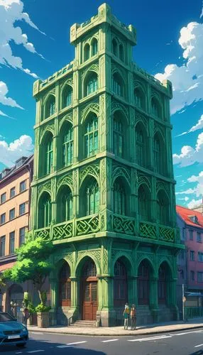 mansard,french building,cubic house,apartment house,machico,beautiful buildings,schierstein,apartment building,sanctorum,rowhouse,old town house,pharmacie,grand hotel,baroque building,treasure house,edificio,frame house,cube house,dispensary,crane house,Illustration,Japanese style,Japanese Style 03