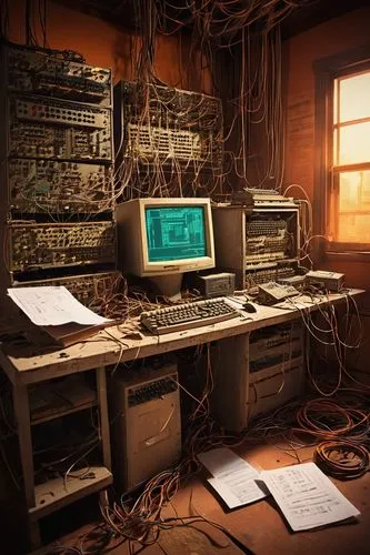 computer room,the server room,abandonware,arpanet,switchboard,edsac,computer system,oscilloscopes,computer,rewiring,switchboards,mainframes,radioteletype,electronic records,oscilloscope,polygraph,polygraphs,cyberscene,transistorized,circuitry,Conceptual Art,Fantasy,Fantasy 02