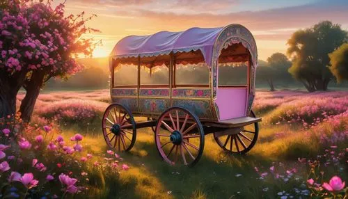 flower cart,covered wagon,carriage,wooden carriage,flower car,ice cream cart,Photography,Artistic Photography,Artistic Photography 02