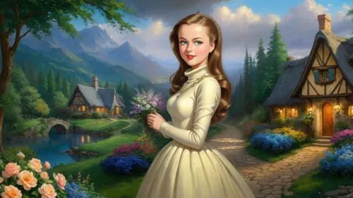 fairy tale character,nessarose,innkeeper,fantasy picture,housemaid,housekeeper,pevensie,gretel,dorthy,maidservant,girl in the garden,gwtw,storybook character,chambermaid,dorothy,kirtle,avonlea,galadriel,noldor,the girl in nightie