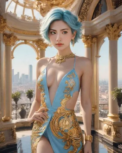 tiber riven,hallia venezia,cocktail dress,teal blue asia,elegant,asian costume,elsa,elegance,venetia,vintage asian,blue dress,asian vision,oriental princess,jasmine blue,cleopatra,bodypaint,venetian,royal,regal,nice dress,Photography,Realistic