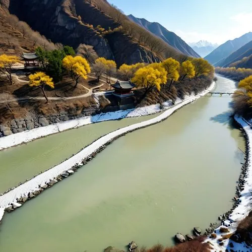 岁岁金河复玉关，朝朝马策与刀环。
三春白雪归青冢，万里黄河绕黑山。
年复一年戍守金河保卫玉关，日日夜夜都同马鞭和战刀作伴。
三月白雪纷纷扬扬遮盖着昭君墓，滔滔黄河绕过黑山，又奔腾向前。,yarlung,daocheng,xiahe,wuliangye,sutlej,gansu,yunyang,kazemabad,yunnan,hengdian,gangavali river,qinshan,shu