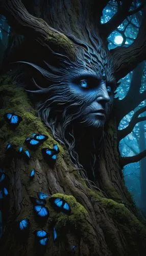 faerie,faery,blue enchantress,dryad,dryads,seelie,Illustration,Realistic Fantasy,Realistic Fantasy 08