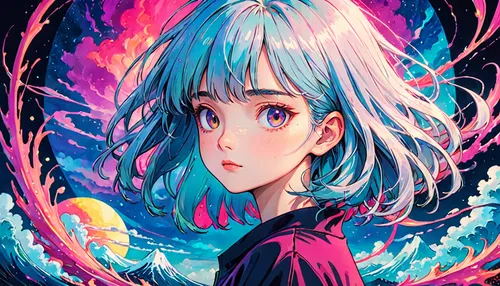 fairy galaxy,aura,aqua,piko,galaxy,jellyfish,fantasia,supernova,hatsune miku,echo,indigo,edit icon,lunar,digital art,mermaid background,illustrator,nebula,neon ghosts,cyan,ghost girl,Anime,Anime,General