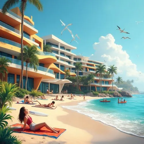 world digital painting,ixtapa,beachfront,honolulu,seaside resort,dream beach,tropical beach,beach resort,waikiki,oceanfront,tropico,caribbean beach,vallarta,hawaii,paradisus,digital painting,paradise beach,mayakoba,seaside view,umbrella beach,Photography,General,Realistic