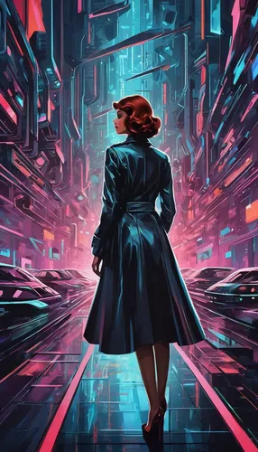 transistor,cyberpunk,sci fiction illustration,dystopian,red matrix,cyber,matrix,transistor checking,pedestrian,dystopia,cg artwork,cyberspace,world digital painting,woman walking,maraschino,metropolis,vertigo,futuristic,retro woman,city trans,Conceptual Art,Sci-Fi,Sci-Fi 06